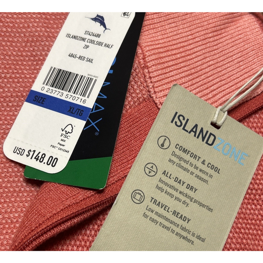 NWT Tommy Bahama Island Zone Cool Side Pullover Sweater Men XL Qtr Zip Rib Knit - Picture 4 of 15